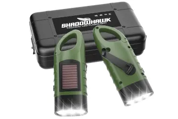 linterna solar con manivela de mano